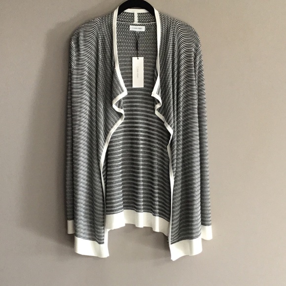 Calvin Klein Lightweight Textured Striped Cardigan - Picture 3 of 8